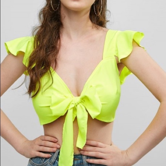 TIE FRONT CROP BLOUSE - Picture 4 of 4